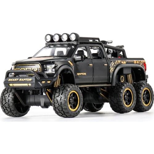 1:28 Diecast SUV FORD RAPTOR Metal Model Car Toy Wheels Alloy Vehicle Sound And Light Pull Back Car Boy Kid Toys Gifts CT0058