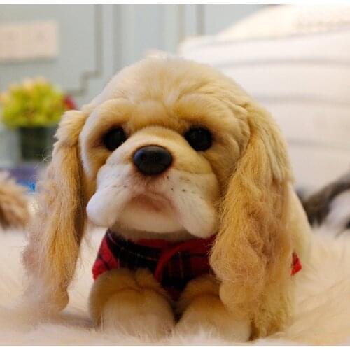Dorimytrader cute soft simulation animal Cocker Spaniel plush toy mini pet animals dogs doll baby gift car decoration 37x13x17cm