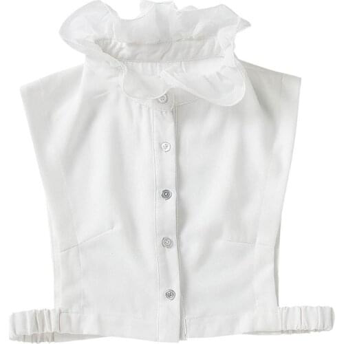 Sweet Ruffles Fake Stand Collar Female High Neck Chiffon Detachable Half Shirt