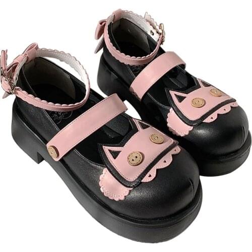 Sweet Girls Female Kawaii Tea Party Japanese Cute Women Harujuku Jk Uniform Platform Feminine Anime Cat Ear Gothic Lolita Shoes