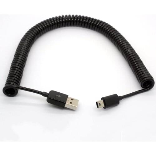 Mini MINI USB USB spiral spring retractable data charging cable Camera cable 1M
