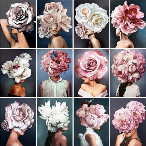 MomoArt 5D DIY Diamond Painting Girl Craft Kit Cross Stitch Diamond Embroidery Flower Portrait Handmade Gift Home Decorations