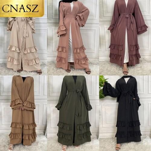 New Moroccan Oriental Dress Pure Color Muslim Hijab Daily Style Islamic Products Caften Abayas For Women Dubai Turkish Kimono