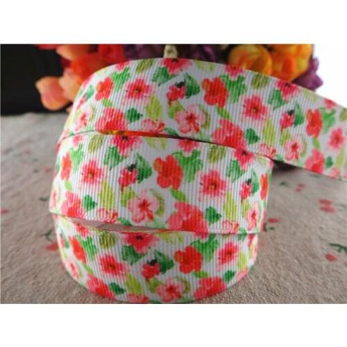 16073032, new arrival 7/8'' 22mm 5 yards flowers printed grosgrain ribbons cartoon ribbon handmade hair bows