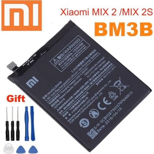 Xiao mi 100% Orginal BM3B 3300mAh Battery For Xiaomi Mi MIX 2 /MIX 2S BM3B High Quality Phone Replacement Batteries +Tools