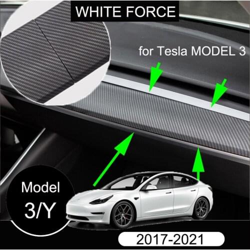 For Tesla Model 3 Y 2021 Car Center Console Trim Carbon Fiber Accessories Dashboard Panel Wrap Overlay Car Decoration 2017-2021