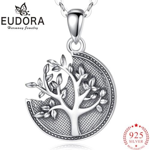EUDORA 925 Sterling Silver Tree Of Life Come From Desperation Necklace Never Give Up Series Pendant Gift for Women Cyd653
