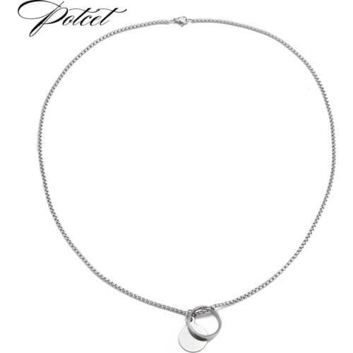 POTCET Stainless Steel Necklace Titanium Steel Geometric Irregularity Travel Anniversary Jewelry