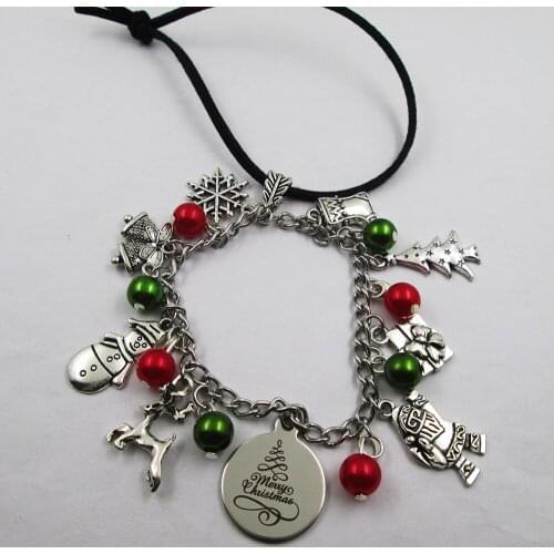 Merry christmas tree christmas theme leather stainless steel chain rearview mirror christmas tree decoration