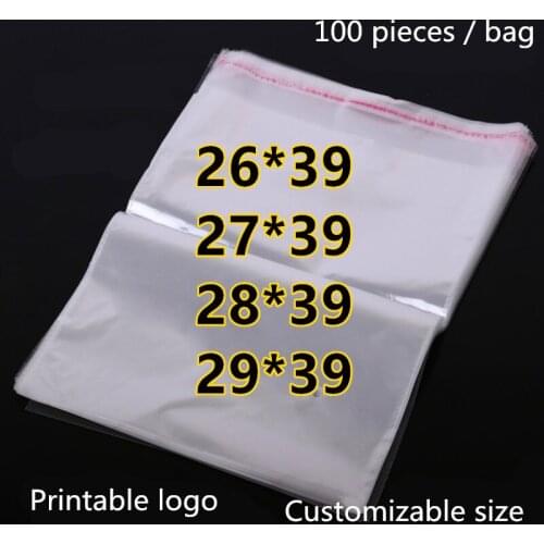 100 Piece Self-adhesive Bag Self-adhesive Sealed Transparent Cellophane/OPP/Polyethylene Bag Transparent Opp Clothes Gift Bags