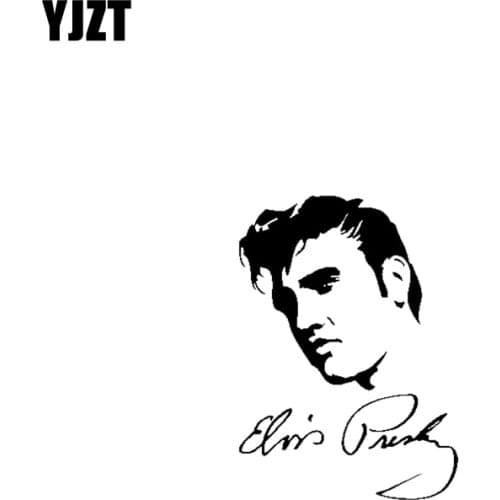 YJZT 12.7CM*17.8CM Rock Elvis Presley Vinyl Motorcycle Car Sticker Decals Black/Silver C13-000556