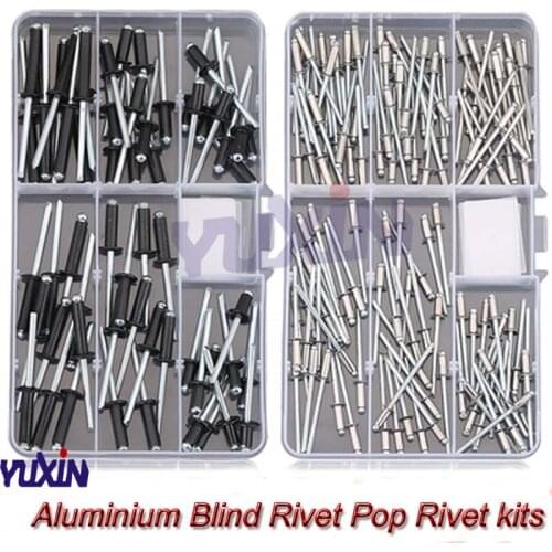 M3.2/M4/M5 GB12618 Black Aluminium Blind Rivets Nail Round Head Rivets Nail Decoration Pop Rivets For Furniture Car Aircraft Kit