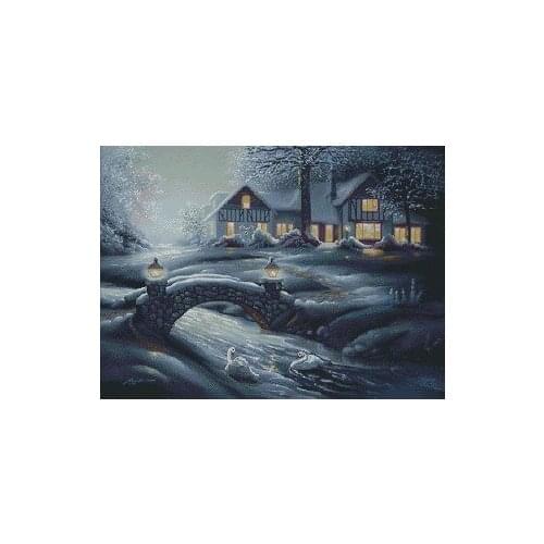 Winter Snow Scene Top Quality Embroidery Needlework 14CT Unprinted Cross Stitch Kits DIY Art Handmade Home Decor