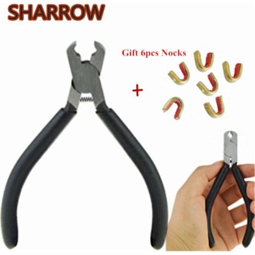 1pc D Loop Pliers Copper Buckle Pliers Clamping +6pcs Arrow Brass Nock Point For Bow Maintenance Outdoor Shooting Accessories