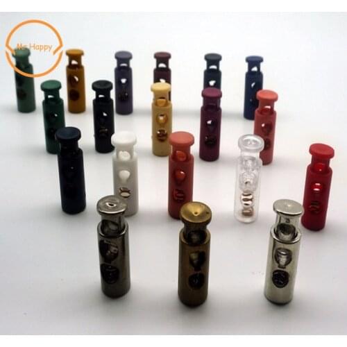 10Pcs Plastic Toggle Spring Clasp Stopper 2-Hole String Cord Locks