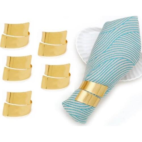12Pcs Simple Napkin Ring Golden Silver Dinner Parties Birthdays Weddings Decoration Tool Hotel Table Decoration Napkin Holder