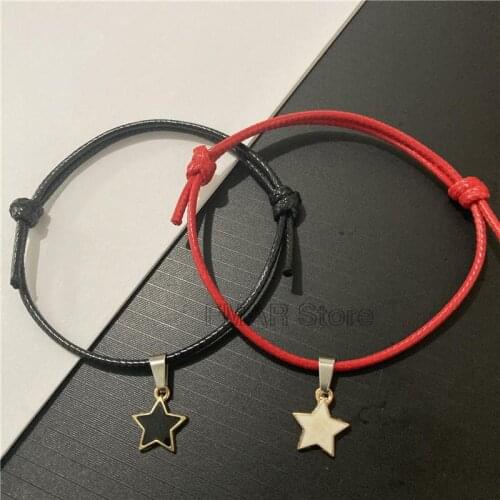 2pcs/Set New Fashion Couple Bracelets White Rope Stars Bracelet for Women and Men Paired Bracelets Gifts for Lovers