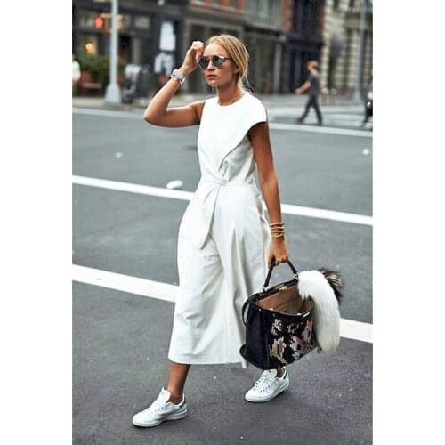 2019 Real Special Offer Body Jumpsuit Women High-end Custom Irregular Shirt Wide Leg Solid Color Nine Pants Womens Clothing
