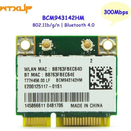 Broadcom BCM943142HM BCM943142 150Mbps Mini PCI-E Wireless Wlan Card 802.11b/g/n WIFI Bluetooth 4.0 PC Adapter