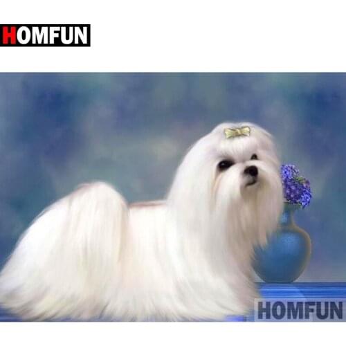 HOMFUN Full Square/Round Drill 5D DIY Diamond Painting "Animal dog" 3D Diamond Embroidery Cross Stitch Home Decor A19672