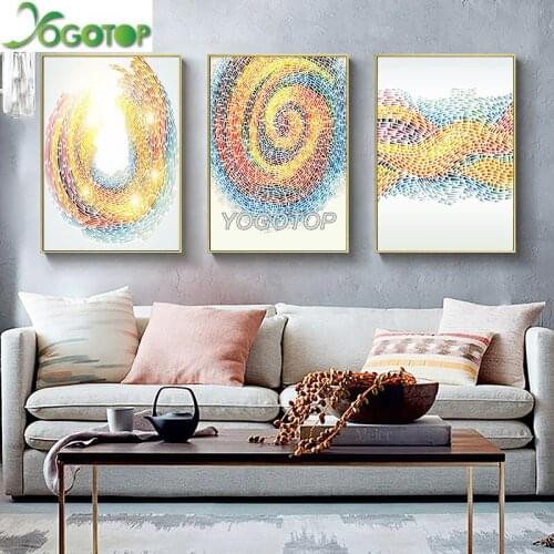 Diy Diamond Painting cross stitch Colorful Abstract Geometric Phantom Art 5D Full Drill mosaic diamond Embroidery 3pcs/set ML989