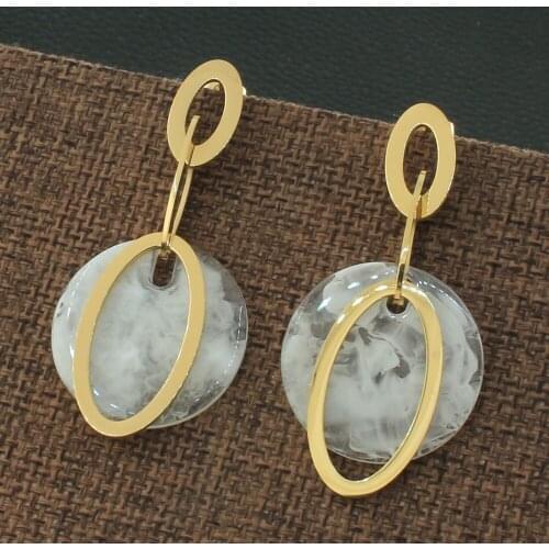 Free Shipping Simple Gold Color Drop Earring Fashion Stainless Steel Jewelry Earrings For Women Gift EFGZDSHP