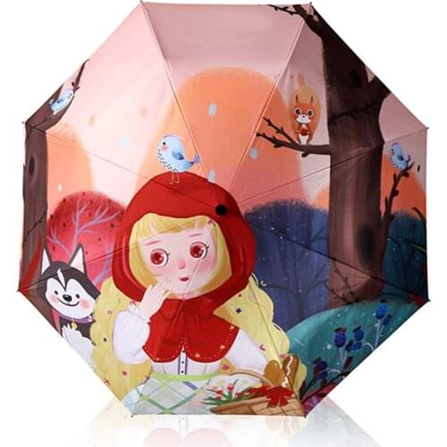 Umbrella custom logo digital HD printing childrens mini windproof pattern anti-UV folding sun advertising umbrella