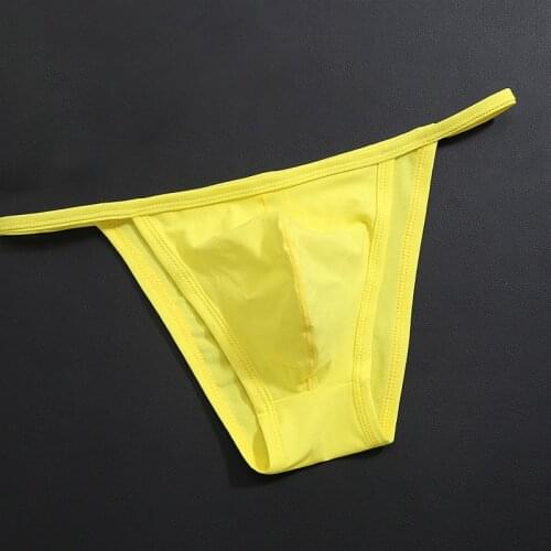 Mens Sexy Solid Color Low-Rise Thong Briefs Breathable Underwear Hot Sexy Tangas Thong Comfortable Lingerie Underwear Male