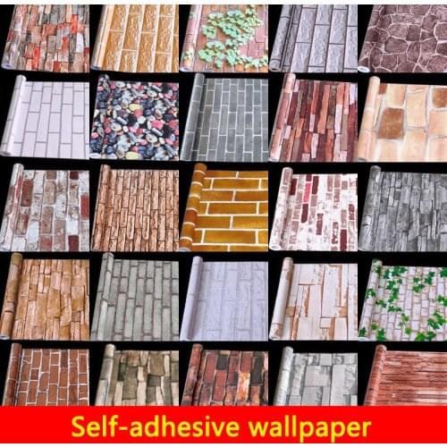 Home Decor 3D PVC Wood Grain Wall Paper Brick Stone Wallpaper Self-Adhesive Living Room Bedroom 3D Wallpapers Decoration 10M