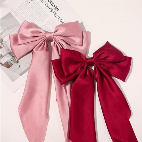 Two-layers Oversize Bows Hair Clip Silk Satin Bowknot Ribbon Hairpins Barrettes Women Girl Korean Hair Clip Hair Accessories