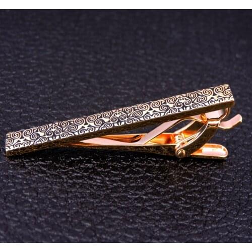 DY New and high quality copper materials, hand carved patterns, golden rose tie ties, mens business wedding tie clip