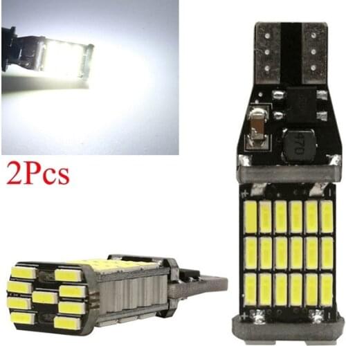 2Pcs High Power Auto Bulb White DC 12V Car Reverse Back Light T15 W16W 45 SMD 4014 Turn Signal Lamp LED Canbus