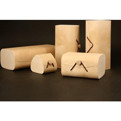 Creative small wooden bark teabag box general storage case for tea bags wooden tea can box