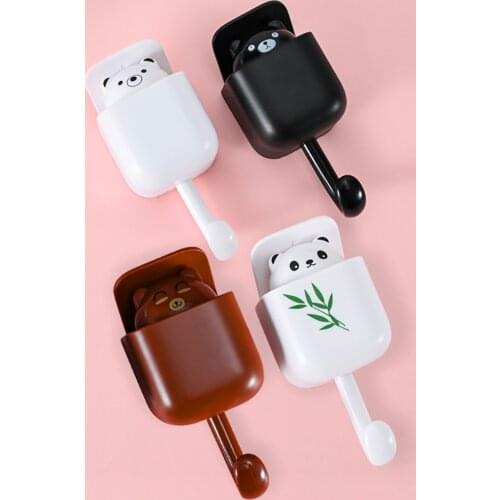 Creative Home Wall Cute Panda Bear Hook Self Adhesive Key Organizer Hanger Holder Decorative Hooks For Kitchen Storage Holders