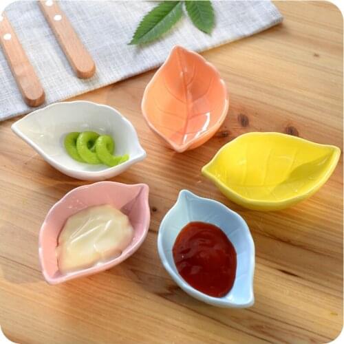 Leaf Shape Ceramic Food Saucer Flavored Dish Sauce Vinegar Tableware Plate