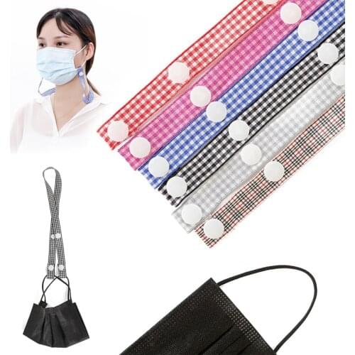 Fashion Lattice Face Mask Lanyard Mask Hanging Rope Mask Holder Adjustable Traceless Anti-lost Ear Hanging Rope Grid Pattern