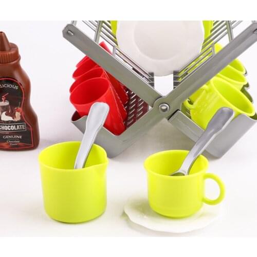 Pretend Play Kitchen Dishes Set for Kids Children , 34 Pieces with Drainer