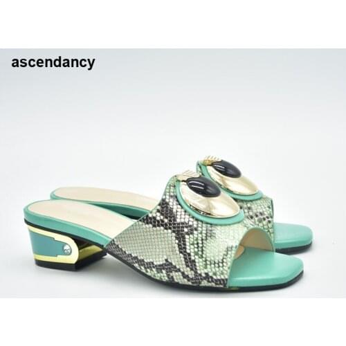 2020 Newest Africa Low Heels Slipper Shoes Italian Desgin Rhinestone Summer Italian Woman Shoes 5 Colors Factory Wholesale Price