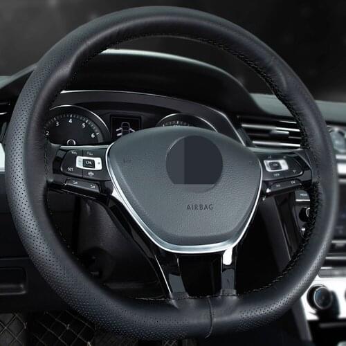 Braid On Steering Wheel Car Steering Wheel Cover With Needle And Thread Accessories Kits Artificial Leather 38cm Car-styling