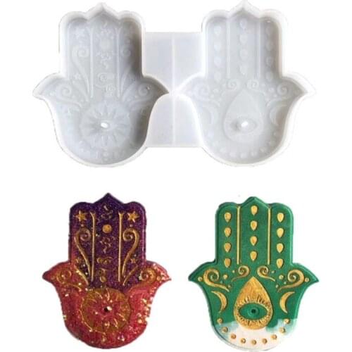 Palm Amulet Crystal Epoxy Resin Mold DIY Crafts Tray Hamsa Hand Silicone Mould