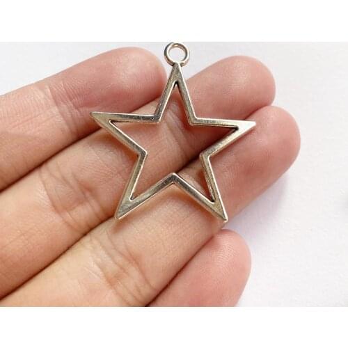 30pcs 37x34mm Big Pentagram Charms Tibetan Silver Color Tone Pendant Making For DIY Handmade Necklace Aesthetics Accessories