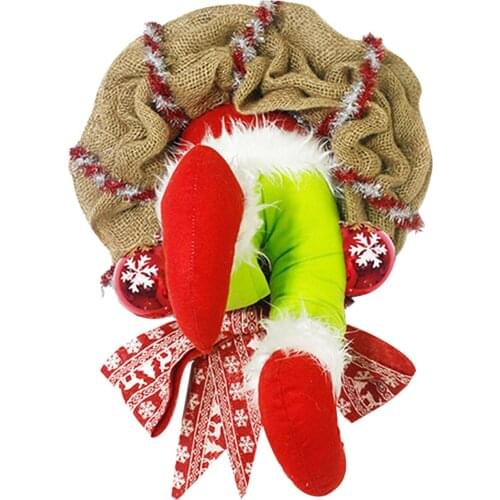 Durable Ornament Front Door Prop Party Thief Design Gift Reusable Christmas Wreath Home Decor Cloth Festival Hoop New Year
