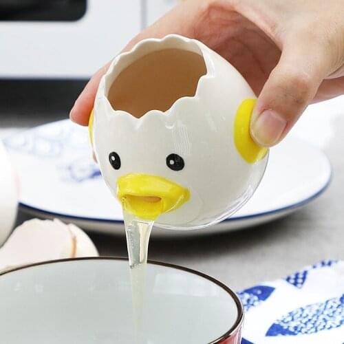 Egg Yolk Separator Cartoon Chick Ceramic Egg Divider White Creative Egg Liquid Filter Baking Utensils Egg Holder Kitchen Supply