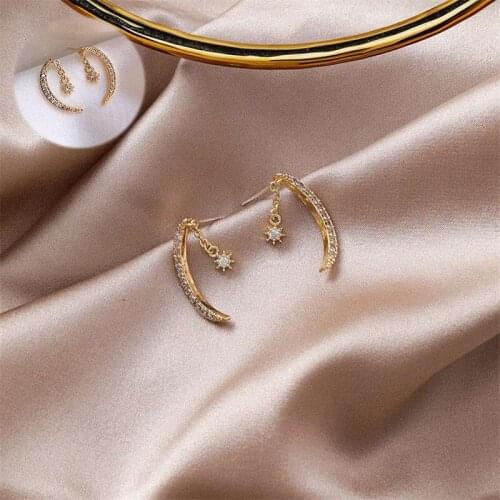 Earrings Fashion Star A Pair/set Jewelry Women Gold Plated Drop Moon