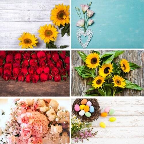 SHENGYONGBAO Art Fabric Photography Backdrops Flower and Wooden Planks Theme Photography Background 200207FK-04
