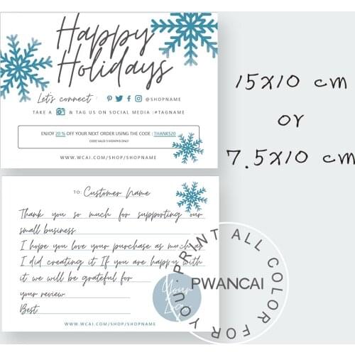 Special Holidays Edition Thank You Card, Packaging Insert Cards,Customer Thank You For Your Order Thanks Note Insert Parcel