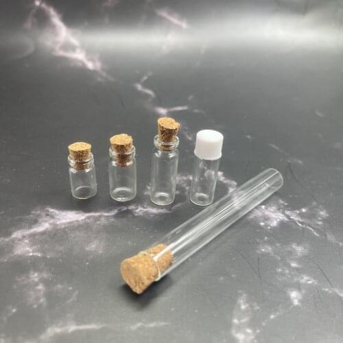 1000pcs 0.5/0.8/1/4ml Glass Bottle DIY Jars Message Vials Cork Stopper Ornament Mini Decor Small Container Mason Jar Transparent