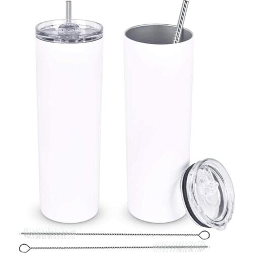 20oz Sublimation Tumbler,Skinny Water Bottle Thermal Set Stainless Steel Insulated Slim Travel Tumbler Cup With Straw Closed Lid