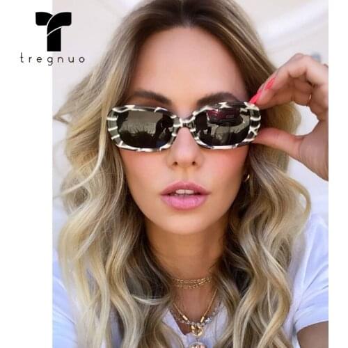 TREGNUO 2021 Modern Retro Glasses Women Square Sunglasses Zebra Pattern Fashion Street Shot Dirve Eyewear UV400