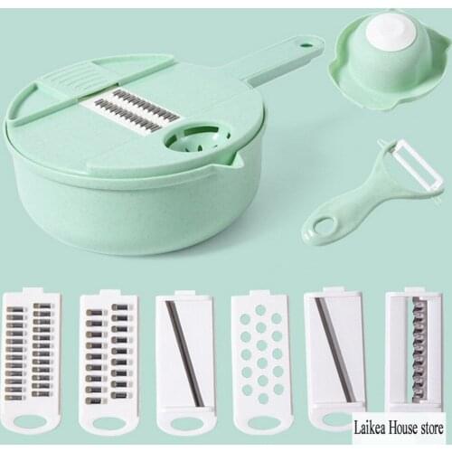 Vegetable Fruit Cutter Kitchen Tool Grinding Garlic Press Household Potato Slicer Chip Slicer Radish Grater Multifunctional